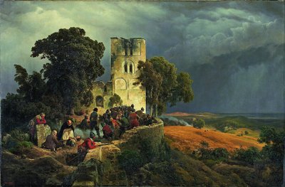 De Belegering en Verdediging van een Kerkhof tijdens de Dertigjarige Oorlog door Carl Friedrich Lessing
